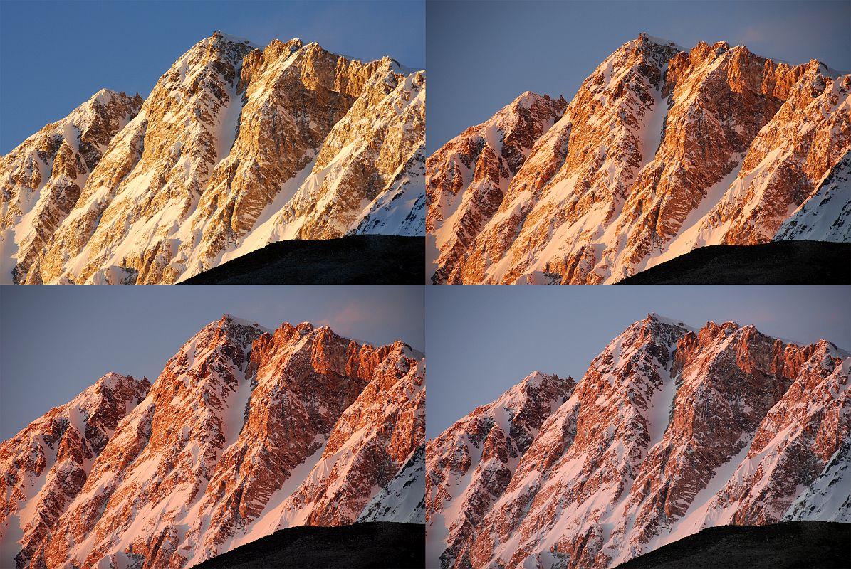 38 Light Changes On Shishapangma Southwest Face At Sunset From Shishapangma Southwest Advanced Base Camp The light on the Shishapangma Southwest Face changes very quickly at sunset from Shishapangma Southwest Advanced Base Camp (5276m).